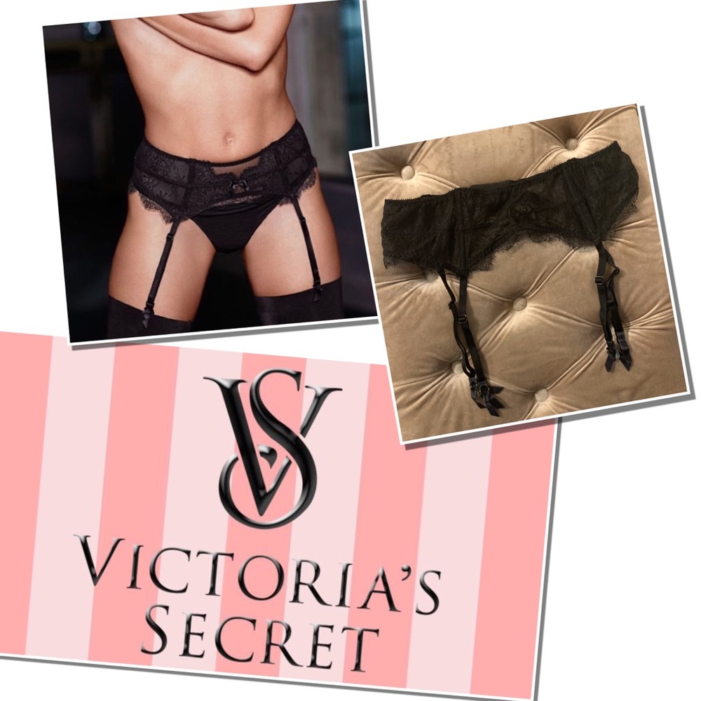 NWOT Victoria’s Secret black lace garter belt